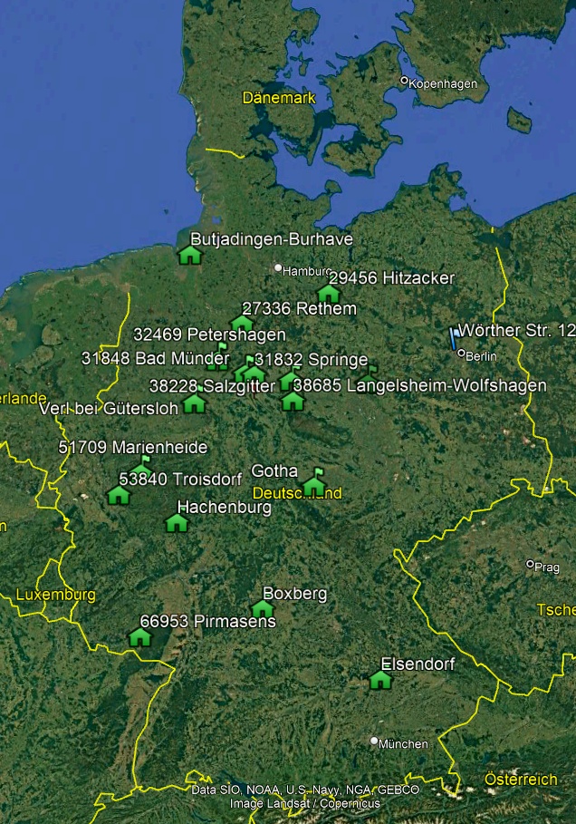 Lage der Pflegeheime