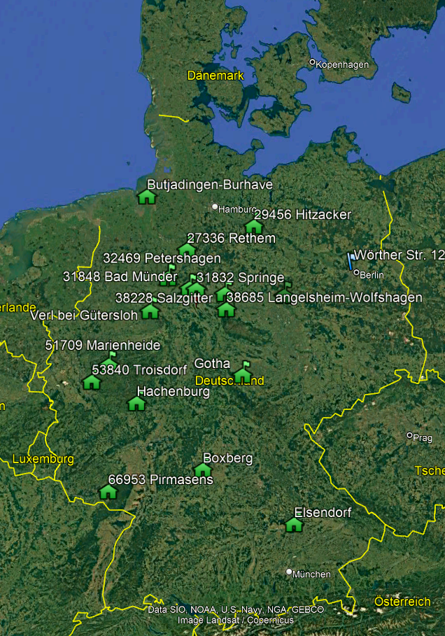 Lage der Pflegeheime